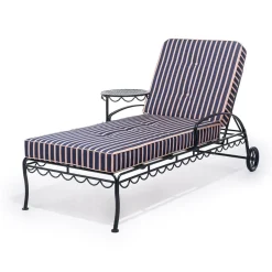 The Al Fresco Sun Lounger Cushion - Monaco Navy And Pink Stripe^Business & Pleasure Co. Sale