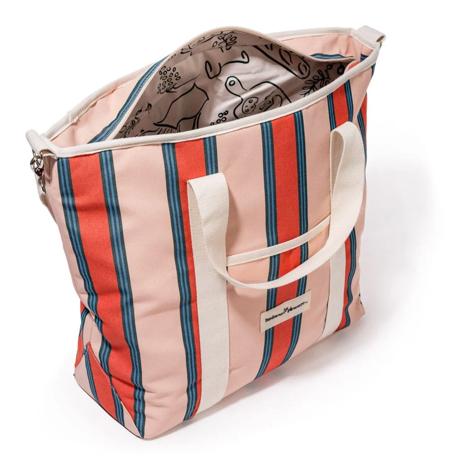 The Cooler Tote Bag - Bistro Dusty Pink Stripe^Business & Pleasure Co. Fashion