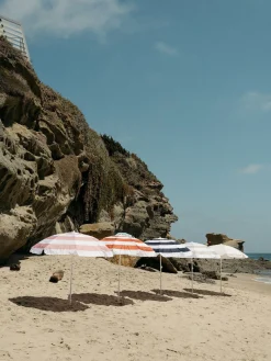 The Family Beach Umbrella - Pink Capri Stripe^Business & Pleasure Co. Hot