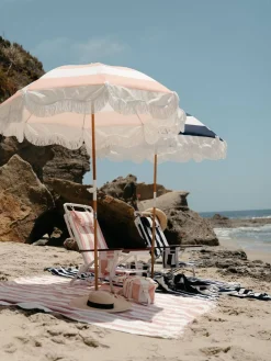 The Holiday Beach Blanket - Pink Capri Stripe^Business & Pleasure Co. Best