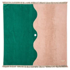 The Holiday Beach Blanket - Ocean Green And Pink Stripe^Business & Pleasure Co. New