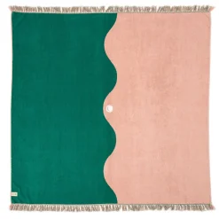 The Holiday Beach Blanket - Ocean Green And Pink Stripe^Business & Pleasure Co. New