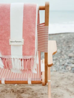 The Holiday Beach Towel - Pink Capri Stripe^Business & Pleasure Co. Hot