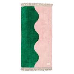 The Holiday Beach Towel - Ocean Green And Pink Stripe^Business & Pleasure Co. Sale