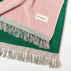 The Holiday Beach Towel - Ocean Green And Pink Stripe^Business & Pleasure Co. Sale
