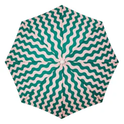 The Holiday Beach Umbrella - Ocean Green And Pink Stripe^Business & Pleasure Co. Outlet