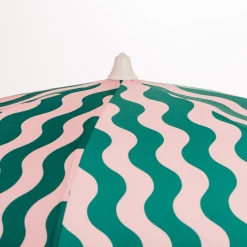 The Holiday Beach Umbrella - Ocean Green And Pink Stripe^Business & Pleasure Co. Outlet