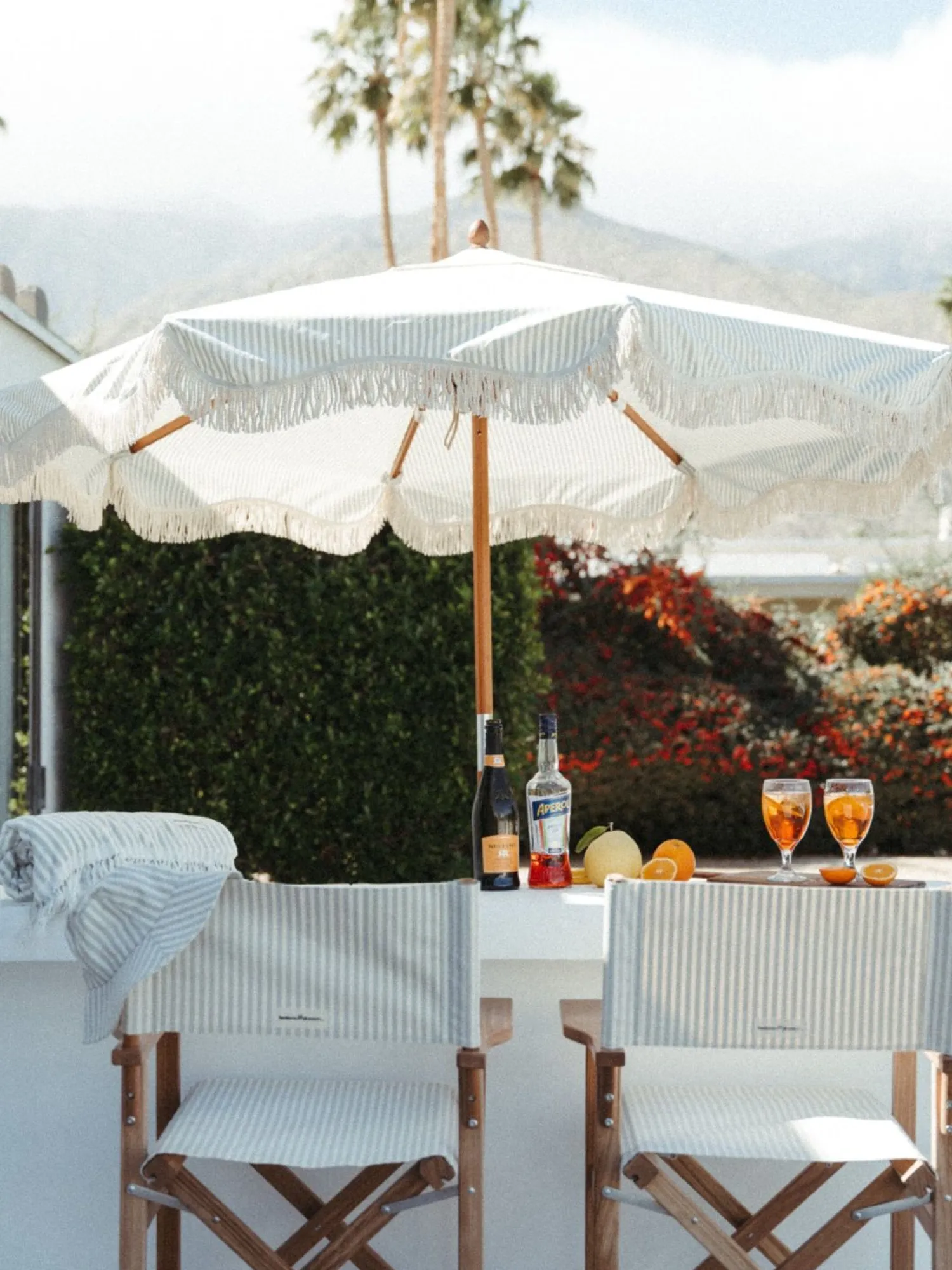 The Market Umbrella - Lauren'S Sage Stripe^Business & Pleasure Co. Clearance