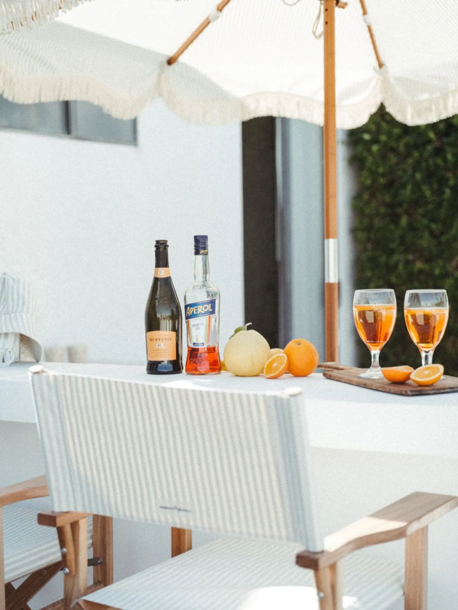 The Market Umbrella - Lauren'S Sage Stripe^Business & Pleasure Co. Clearance