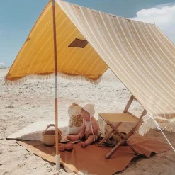 The Premium Beach Tent - Vintage Yellow Stripe^Business & Pleasure Co. Best