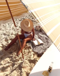 The Premium Beach Tent - Vintage Yellow Stripe^Business & Pleasure Co. Best
