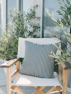 The Small Square Throw Pillow - Lauren'S Navy Stripe^Business & Pleasure Co. Clearance