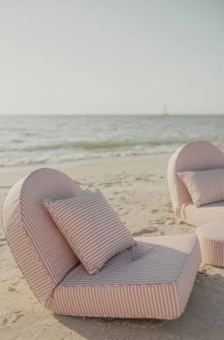 The Small Square Throw Pillow - Lauren'S Pink Stripe^Business & Pleasure Co. Online